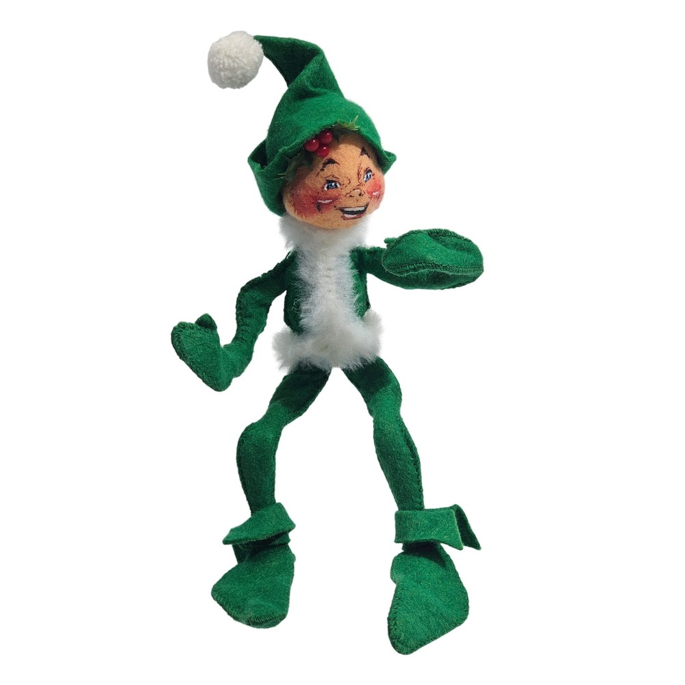 Annalee Mobilitee Elf Christmas Vintage 1957 Green Felt Doll Pixie Holiday Decor